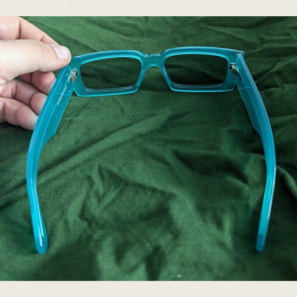 GANNI - Blue transparent rectangle sunglasses - Picture 3 of 6